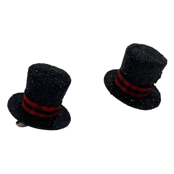 Red Black Buffalo Check Christmas Gift Present Ornament, Snowman Hats - Picture 10 of 10